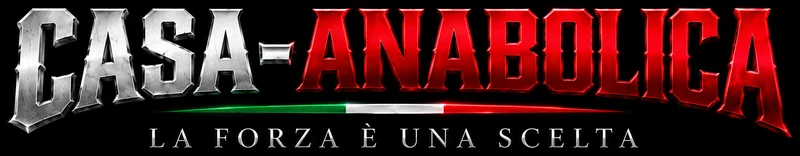 Logo Casa Anabolica – scritta argento e rossa con tricolore italiano e motto La forza è una scelta